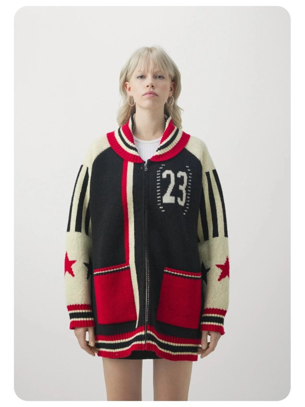 Jaded London Team 23 Knitted Zip-up Sweater Jacket sz S/M